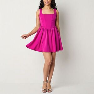 Emerald Sundae Womens Juniors Sleeveless Fit + Flare Dress